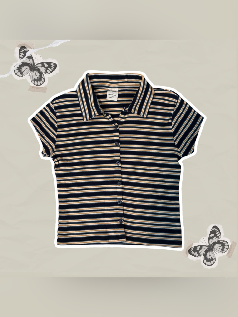 No Boundaries Women’s Size XS Blue and Yellow Cropped Polo Baby Tee